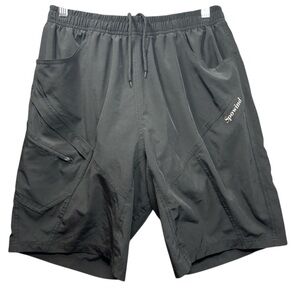 Spowind Bikers Padded Shorts Women Medium Black Pockets Elastic Drawstring Waist